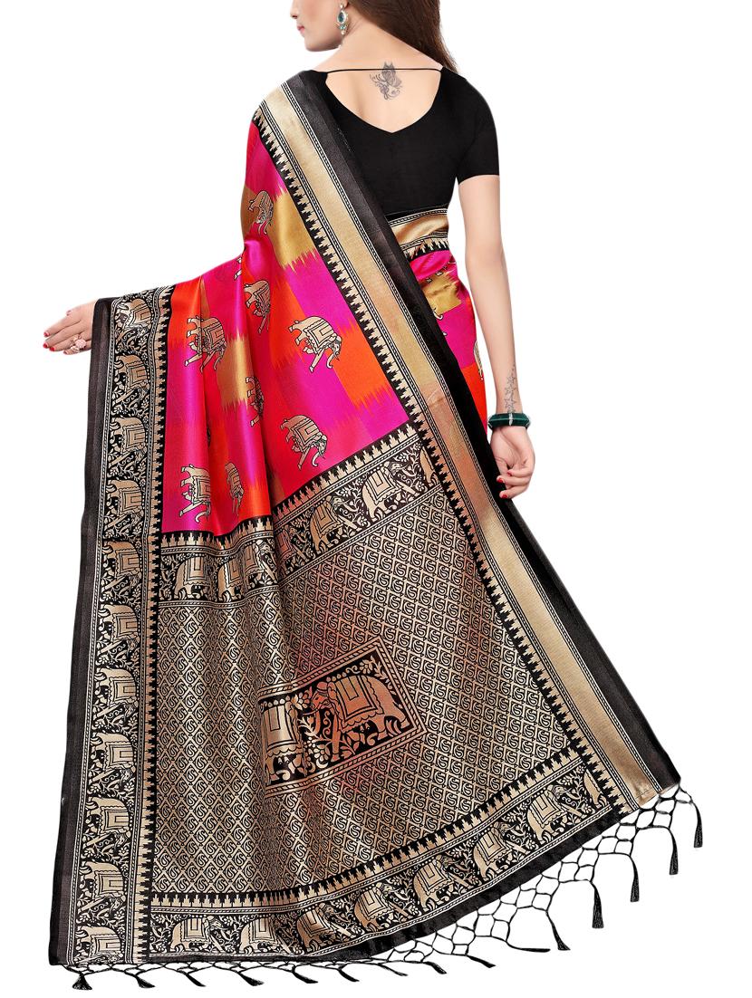 conversational printed saree with blouse - 15729593 - Zoom Image - 2