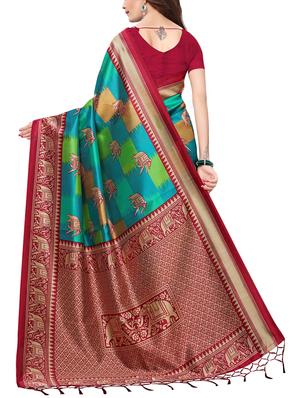 conversational printed saree with blouse - 15729595 - Standard Image - 2