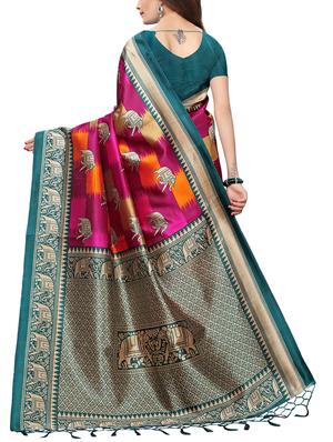 conversational printed saree with blouse - 15729596 - Standard Image - 2