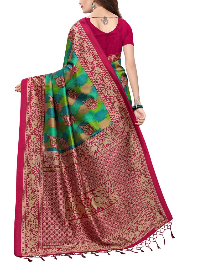 conversational printed saree with blouse - 15729598 - Zoom Image - 2