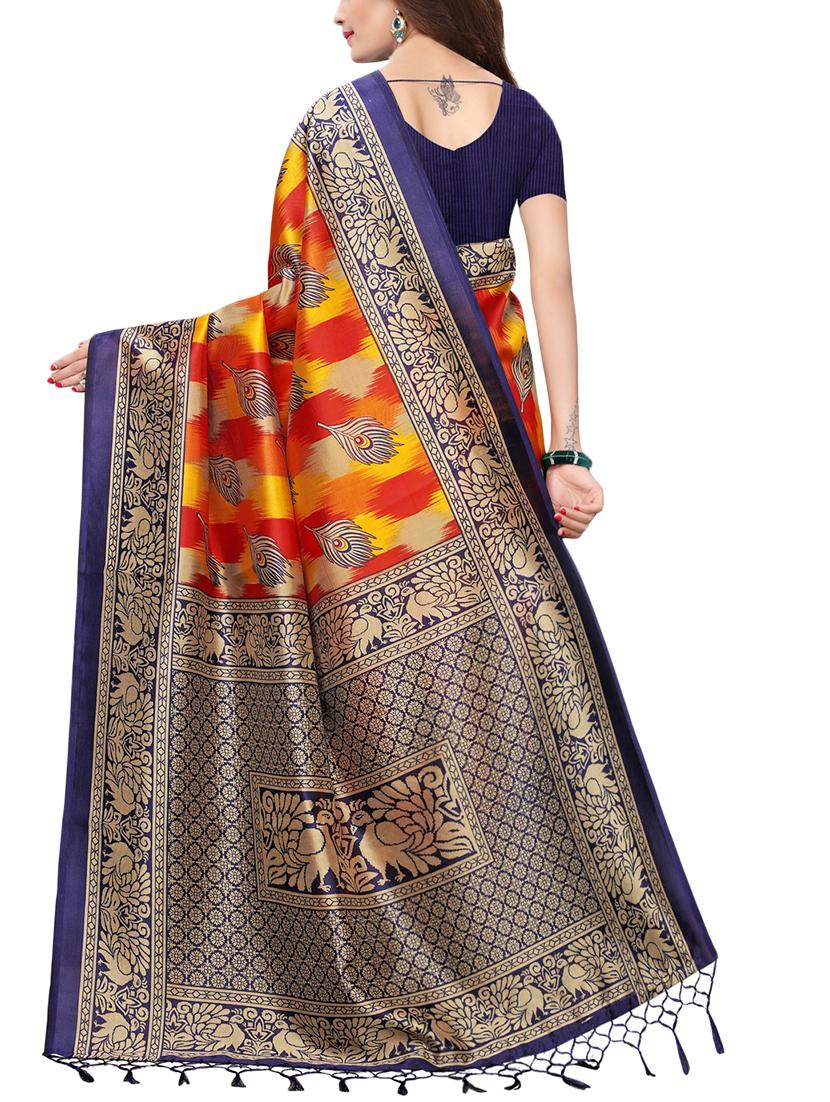 conversational printed saree with blouse - 15729599 - Zoom Image - 2