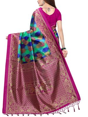 conversational printed saree with blouse - 15729600 - Standard Image - 2