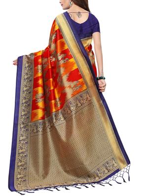 conversational printed saree with blouse - 15729601 - Standard Image - 2
