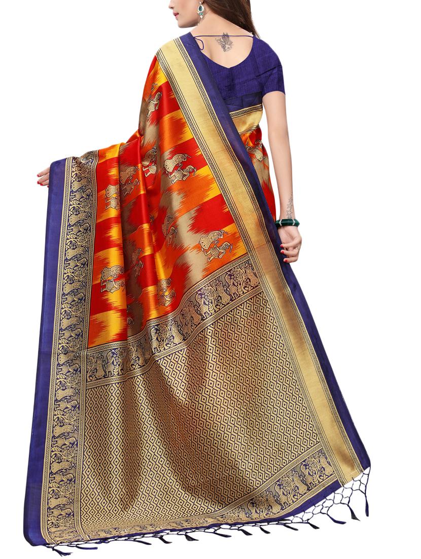 conversational printed saree with blouse - 15729601 - Zoom Image - 2