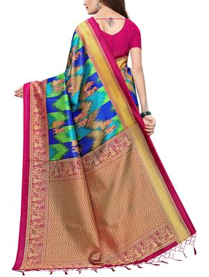 conversational printed saree with blouse - 15729604 - Standard Image - 2