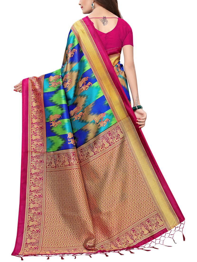 conversational printed saree with blouse - 15729604 - Zoom Image - 2