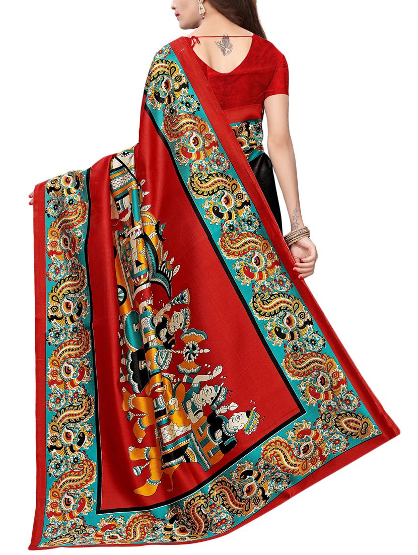 kalamkari printed saree with blouse - 15729609 - Zoom Image - 2
