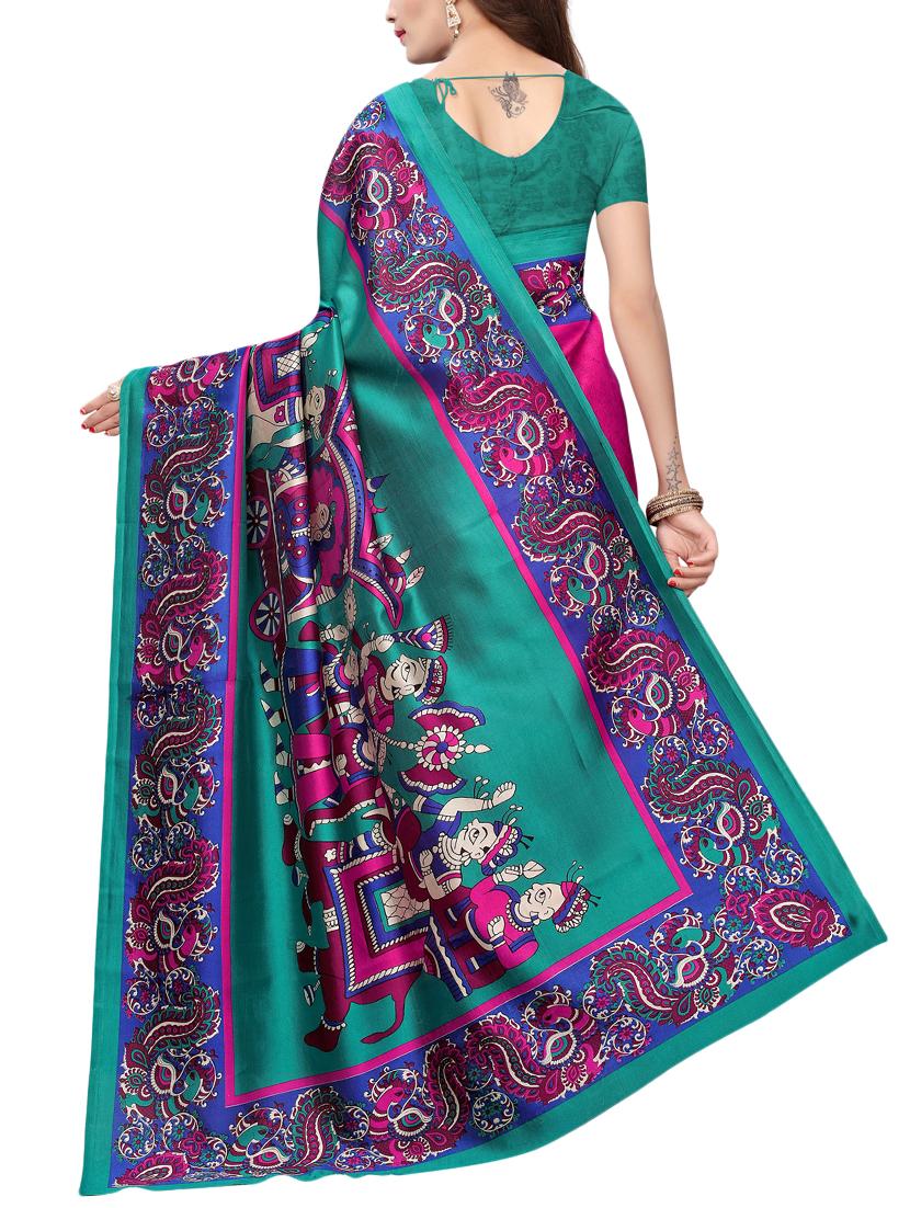 kalamkari printed saree with blouse - 15729610 - Zoom Image - 2