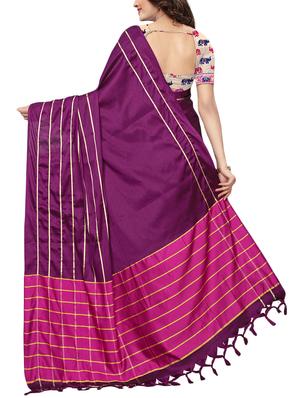 striped bordered saree with blouse - 15729623 - Standard Image - 2