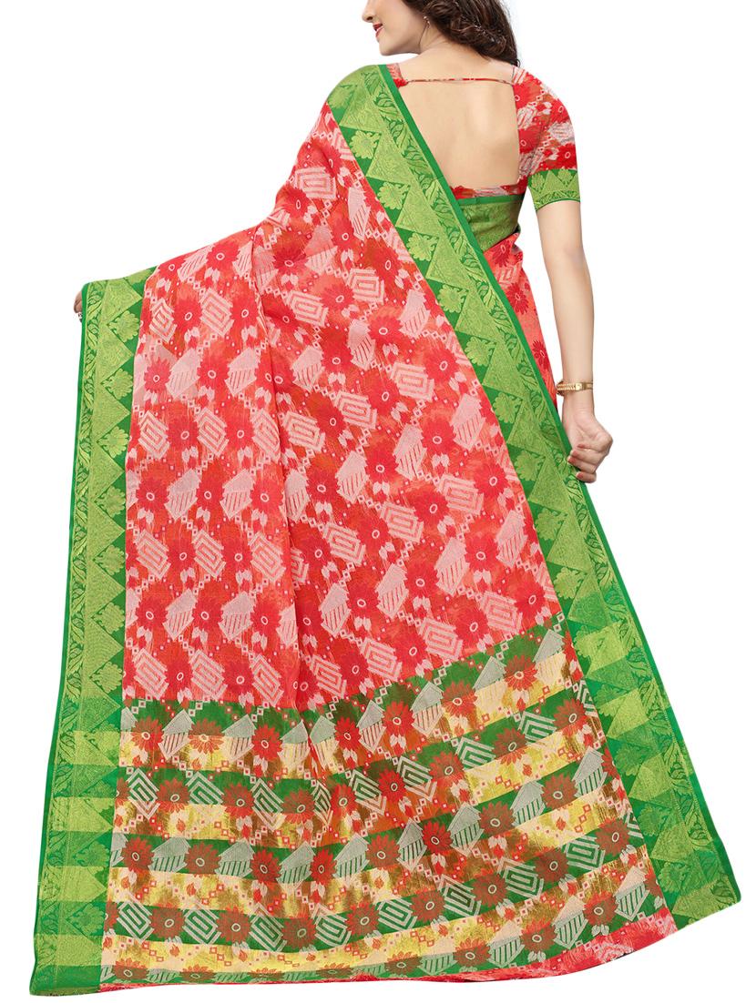 floral woven saree with blouse - 15729627 - Zoom Image - 2