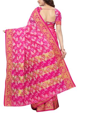 floral woven saree with blouse - 15729629 - Standard Image - 2