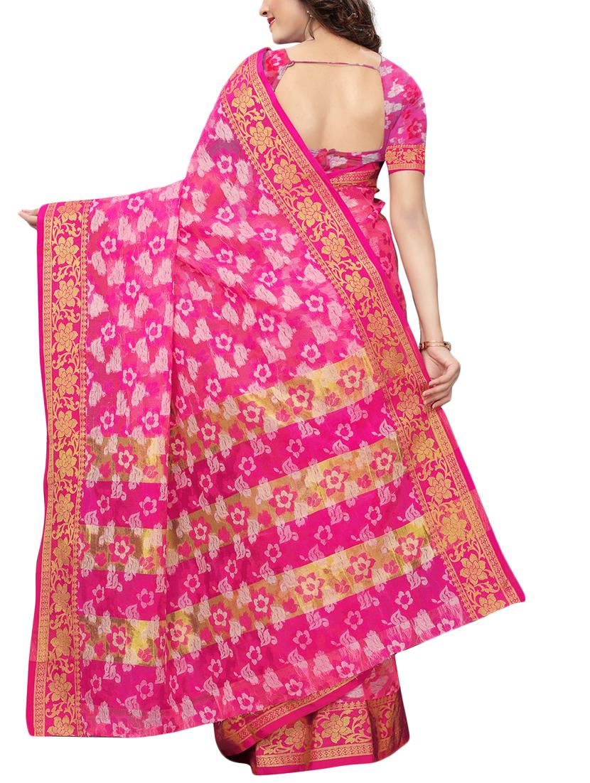 floral woven saree with blouse - 15729629 - Zoom Image - 2