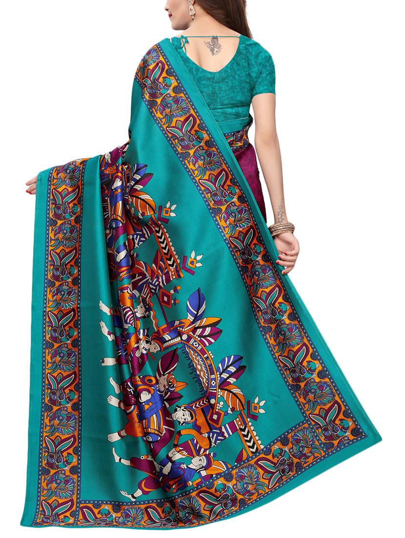 kalamkari printed saree with blouse - 15729656 - Zoom Image - 2
