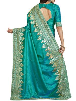 contrast thread embroidered saree with blouse - 15729738 - Standard Image - 2