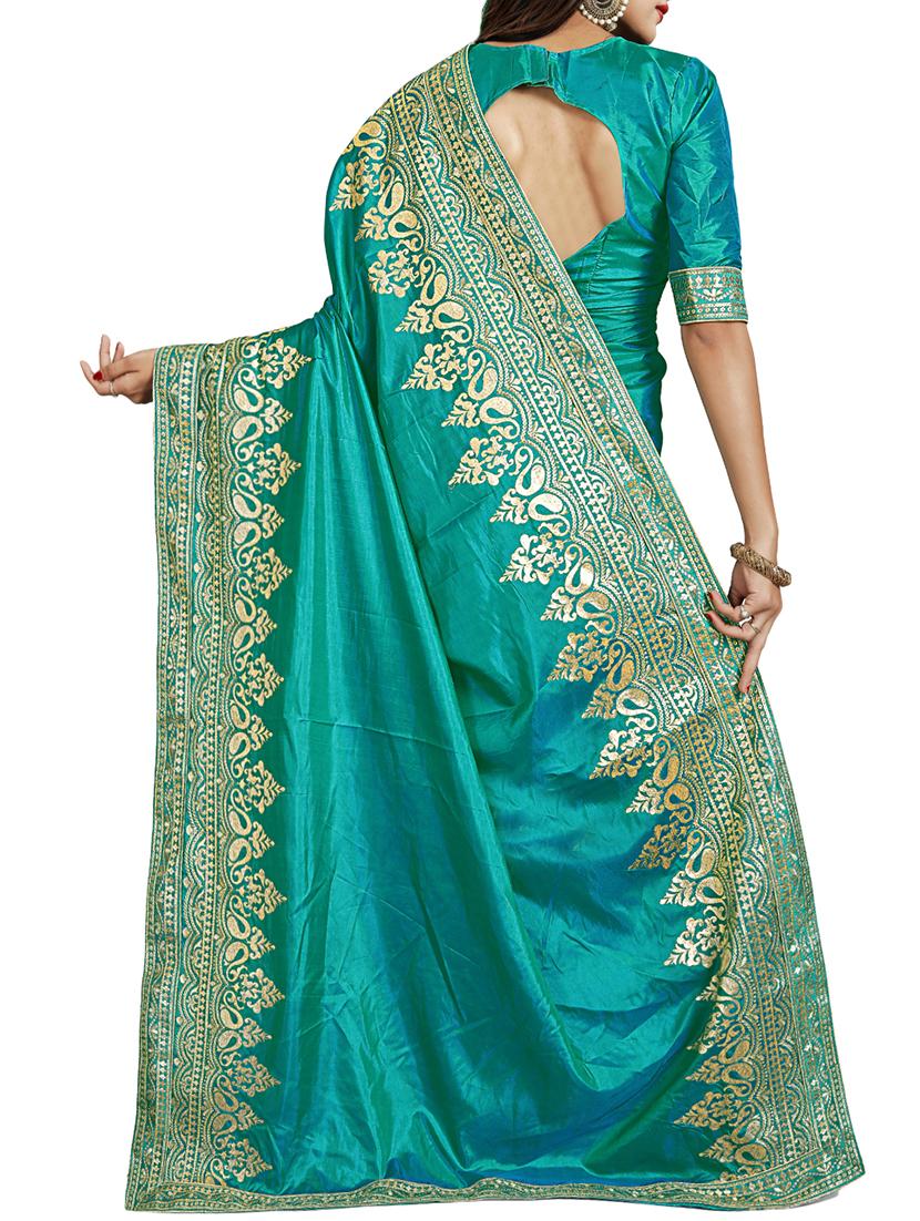 contrast thread embroidered saree with blouse - 15729738 - Zoom Image - 2