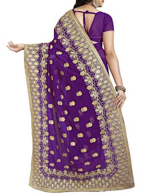 floral embroidered saree with blouse - 15729739 - Standard Image - 2
