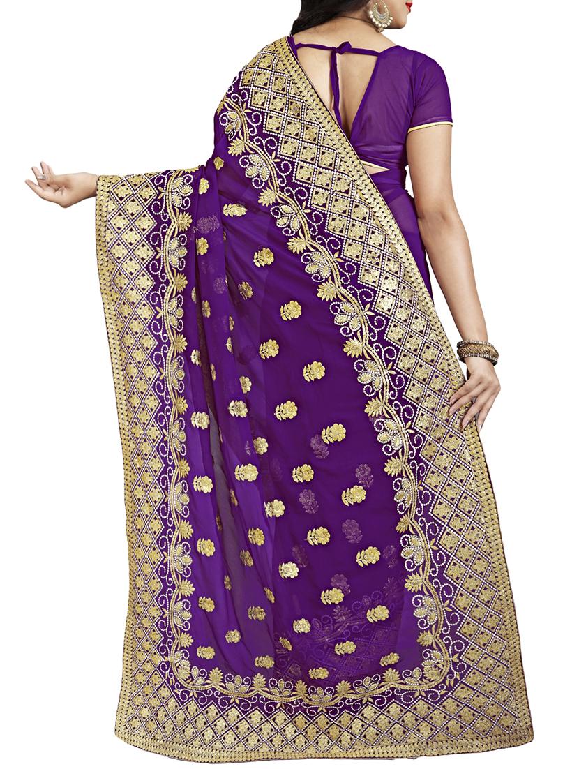 floral embroidered saree with blouse - 15729739 - Zoom Image - 2