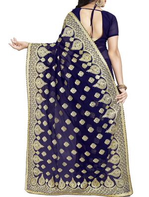 floral embroidered saree with blouse - 15729740 - Standard Image - 2