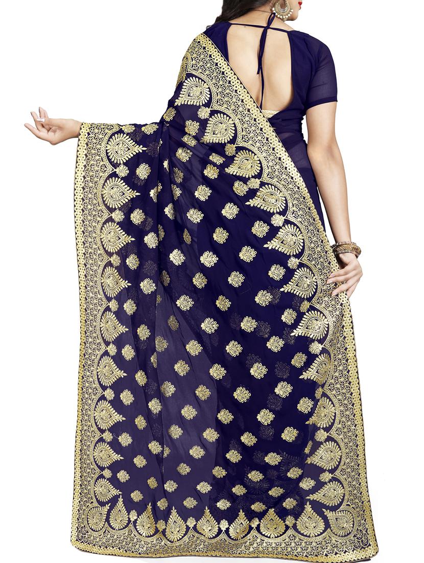 floral embroidered saree with blouse - 15729740 - Zoom Image - 2