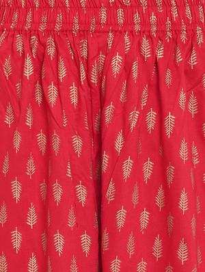 Foil printed kurta with palazzo set - 15729804 - Standard Image - 5