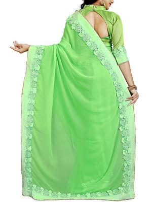 floral lace border saree with blouse - 15729805 - Standard Image - 2