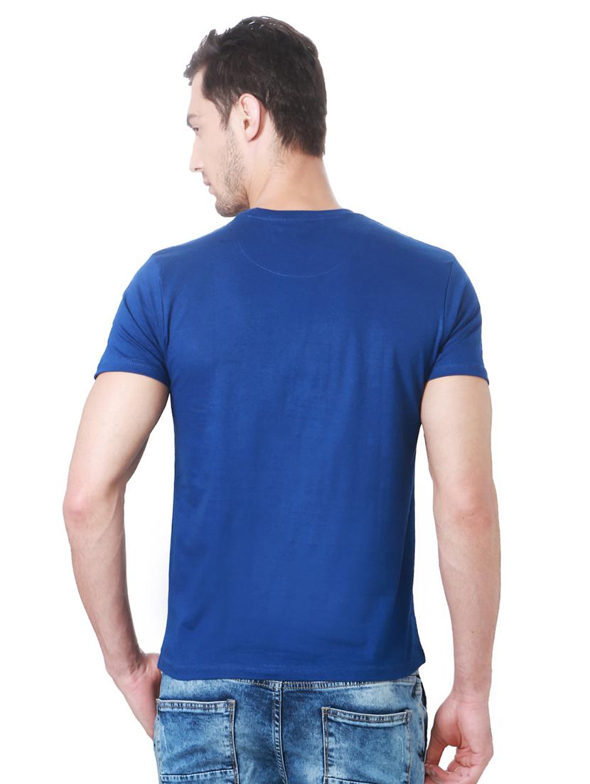 blue cotton chest print t-shirt - 15729917 - Zoom Image - 2