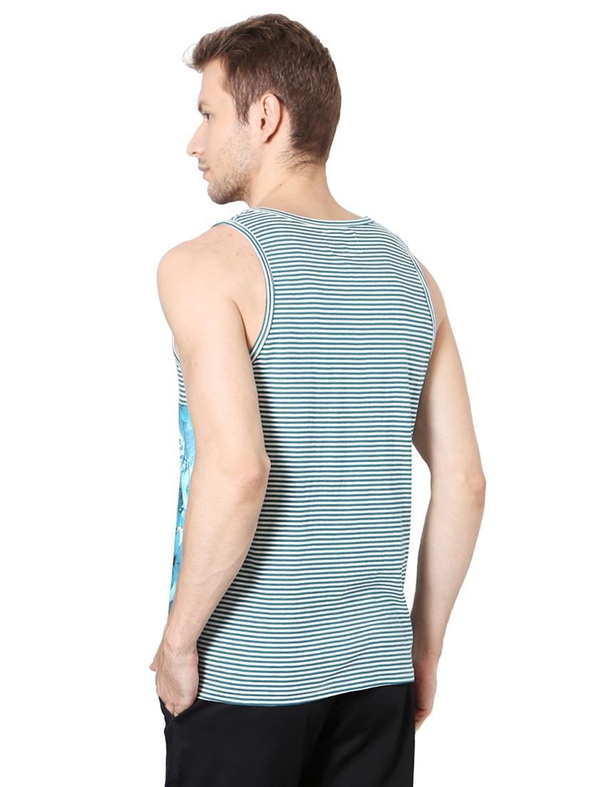 blue cotton blend cut & sew t-shirt - 15729924 - Zoom Image - 2