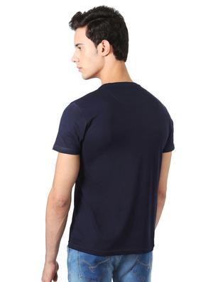 navy blue cotton chest print t-shirt - 15729930 - Standard Image - 2