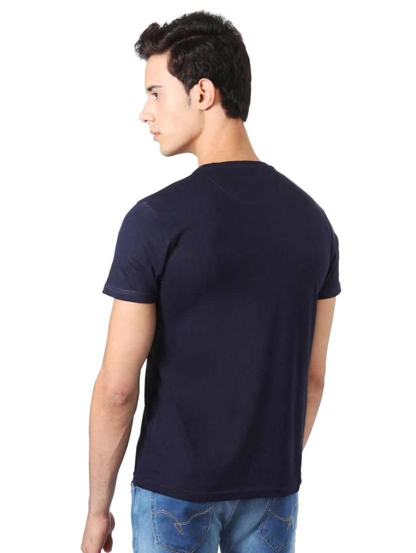 navy blue cotton chest print t-shirt - 15729930 - Zoom Image - 2