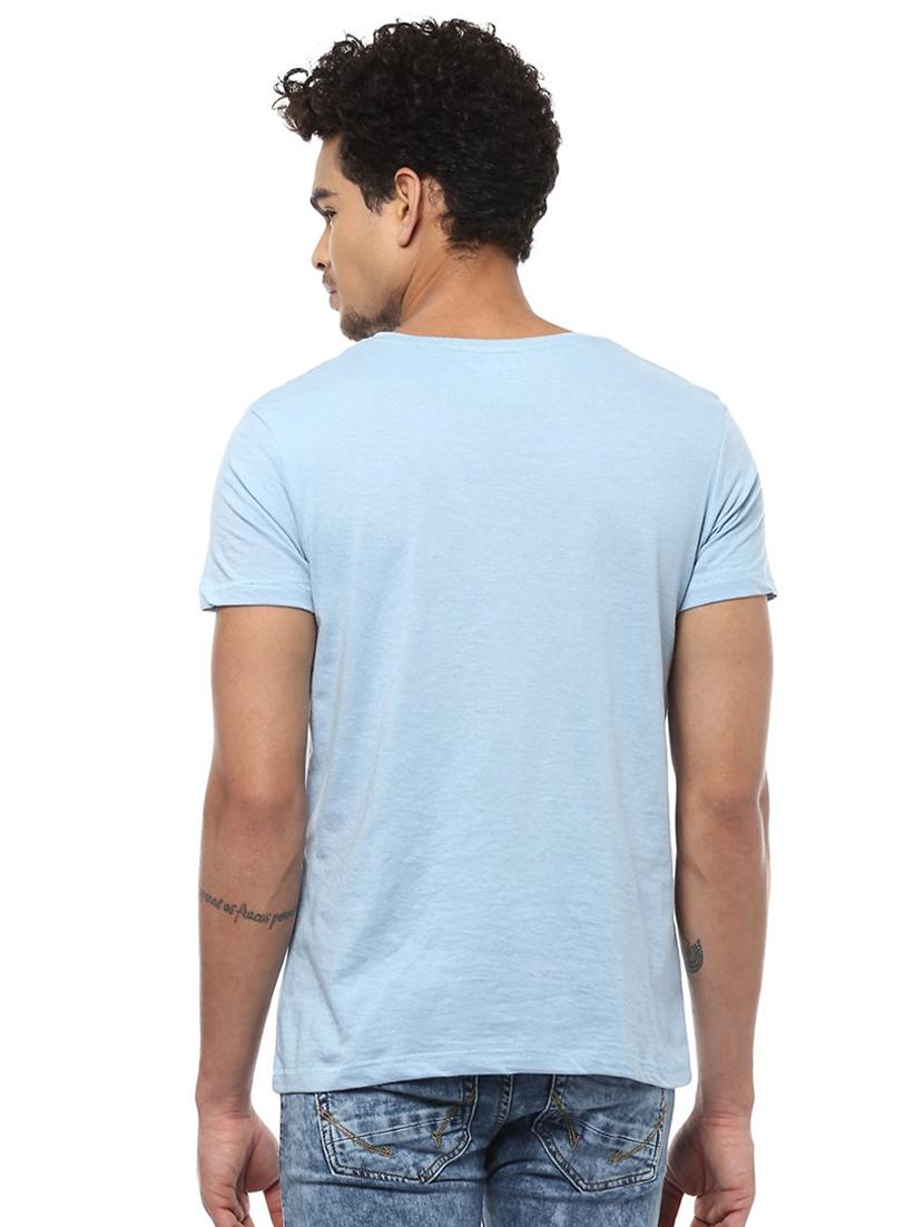 blue cotton chest print t-shirt - 15729941 - Zoom Image - 2