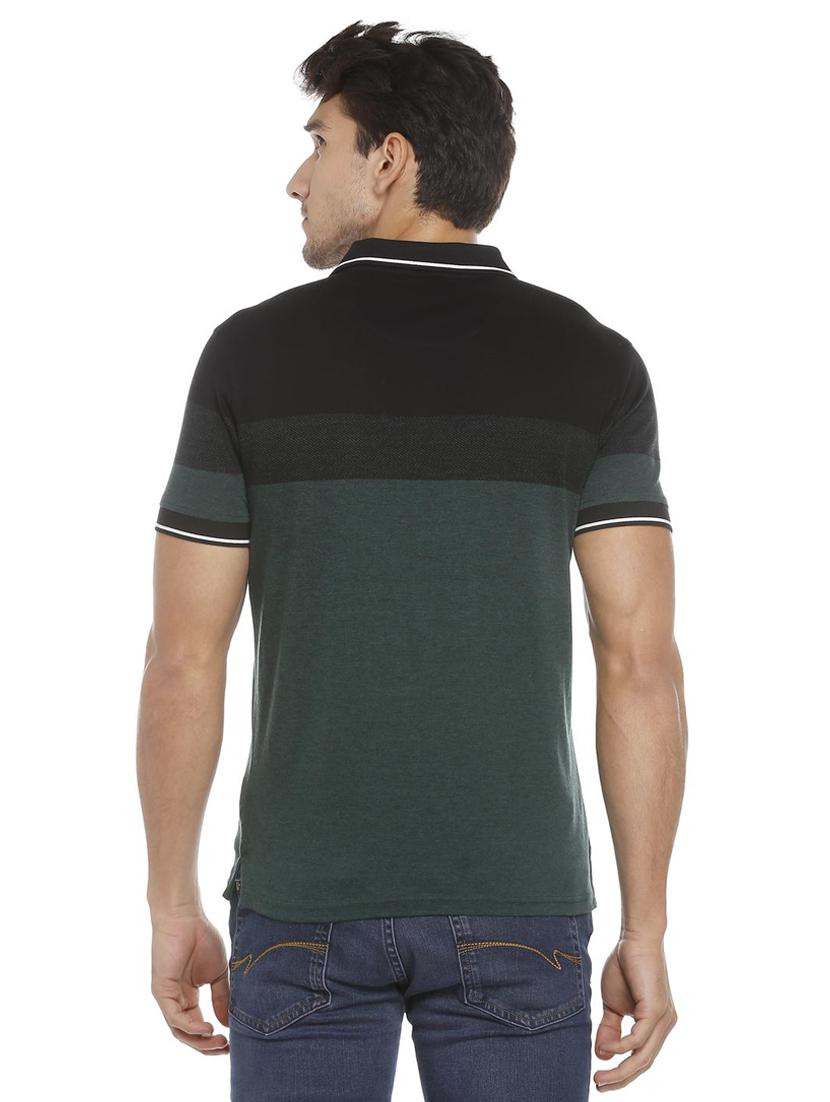 green cotton blend color block t-shirt - 15729967 - Zoom Image - 2