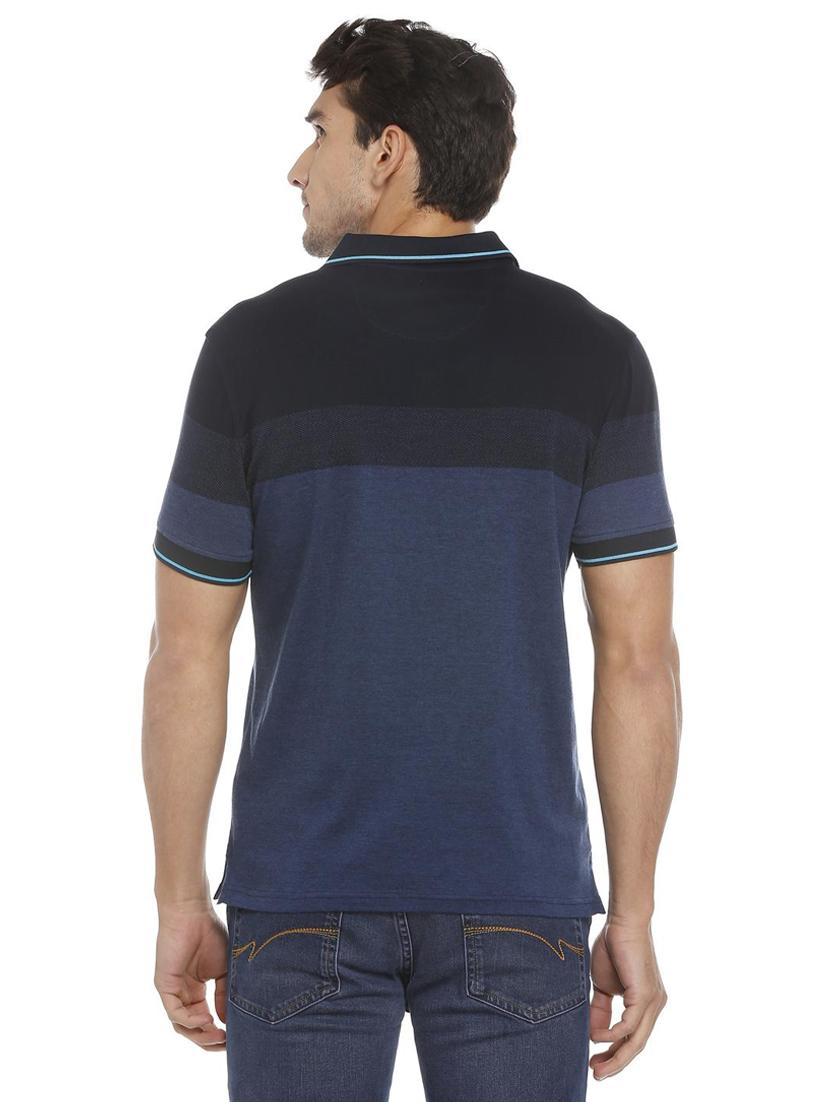 blue cotton blend color block t-shirt - 15729968 - Zoom Image - 2