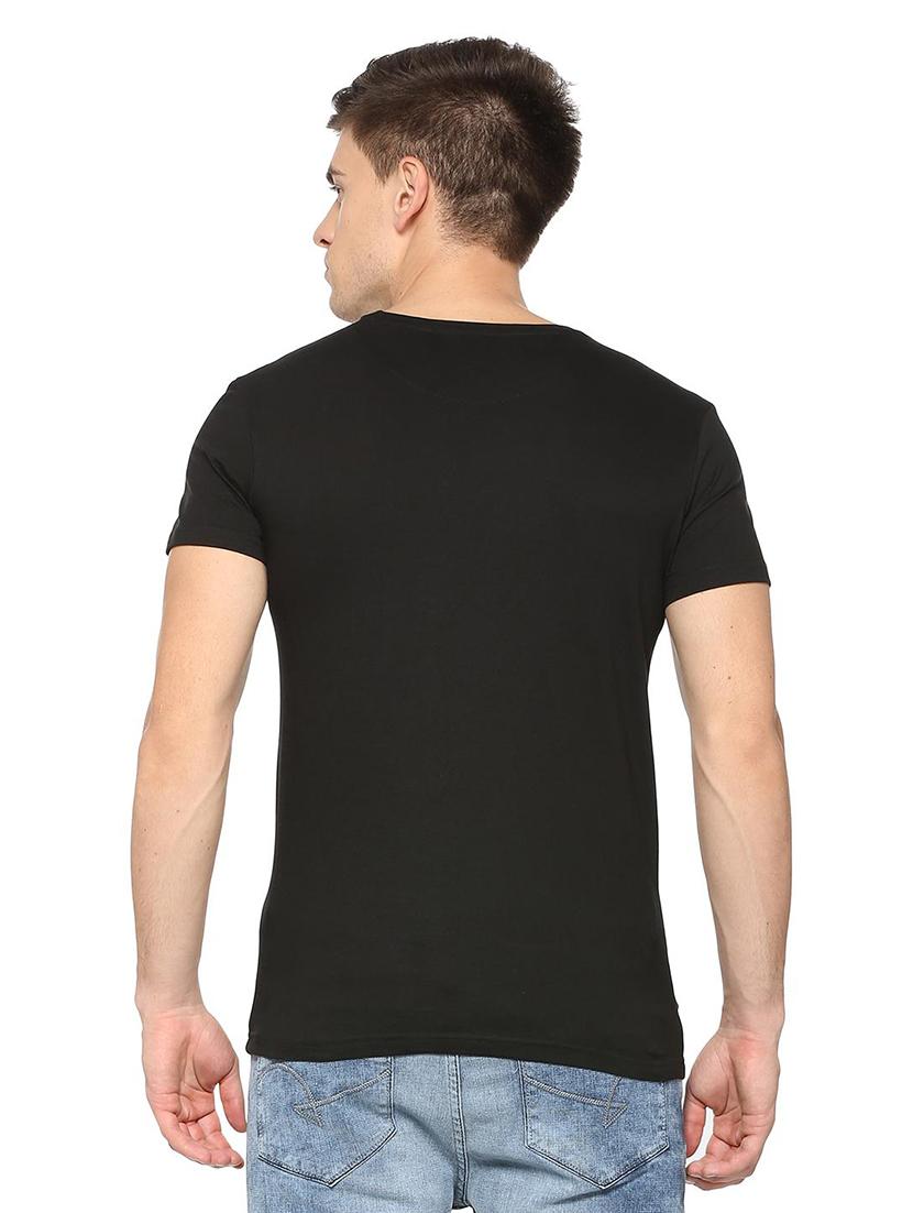 black cotton chest print t-shirt - 15729978 - Zoom Image - 2