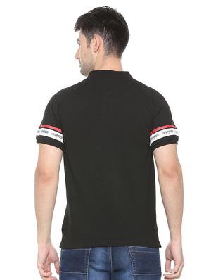 black cotton blend collared t-shirt - 15730000 - Standard Image - 2