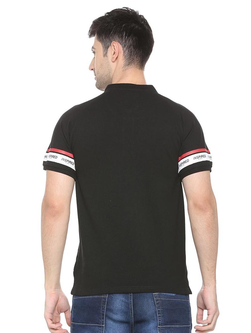 black cotton blend collared t-shirt - 15730000 - Zoom Image - 2