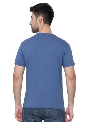 blue cotton chest print t-shirt - 15730021 - Standard Image - 2