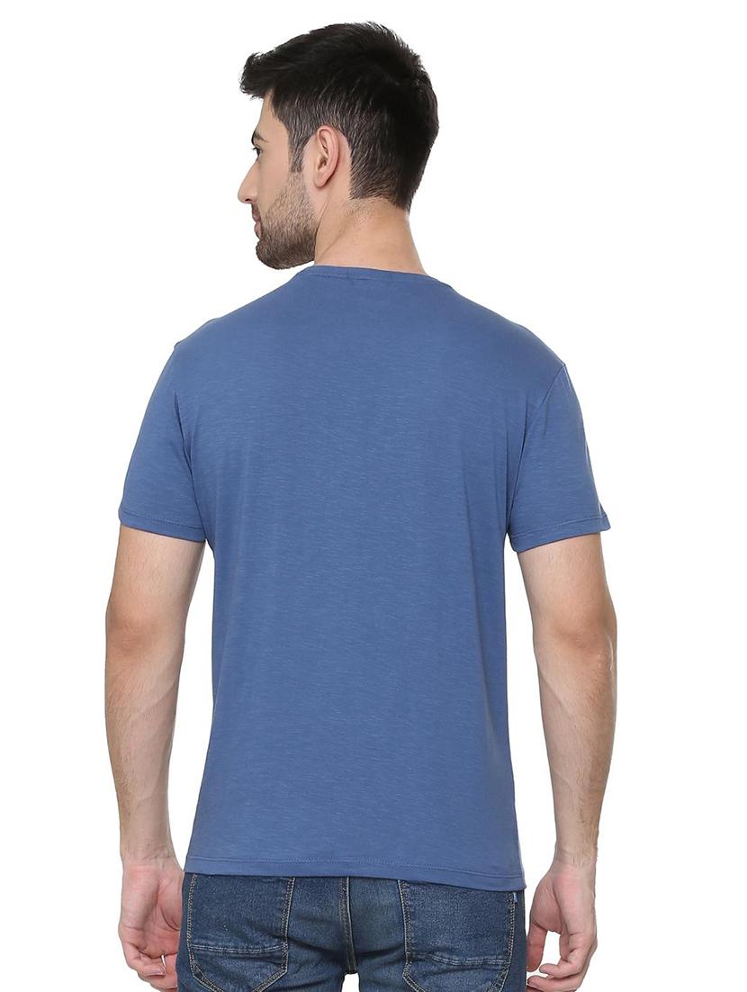blue cotton chest print t-shirt - 15730021 - Zoom Image - 2