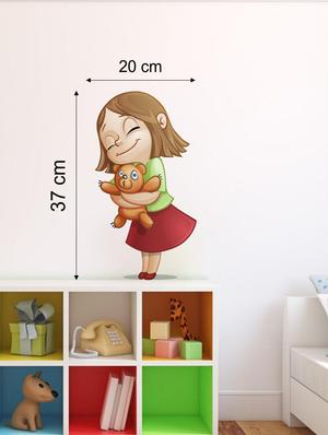 Wall Decals ' Little Girl with Teddy ' Wall stickers (PVC Vinyl) - 15730182 - Standard Image - 2