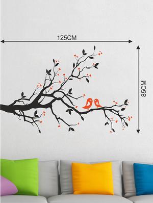 Wall Decals ' Black Tree Orange Love Birds Sticker ' Wall stickers (PVC Vinyl) - 15730254 - Standard Image - 2