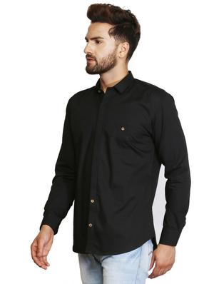 black cotton casual shirt - 15730292 - Standard Image - 2