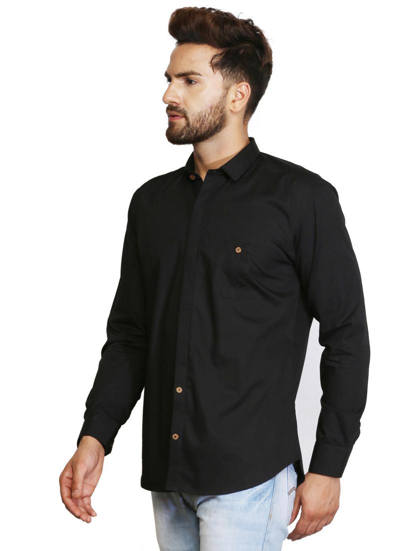 black cotton casual shirt - 15730292 - Zoom Image - 2