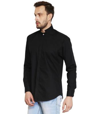 black cotton casual shirt - 15730297 - Standard Image - 2