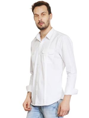white cotton casual shirt - 15730299 - Standard Image - 2