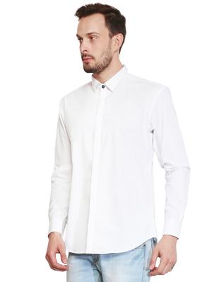 white cotton casual shirt - 15730302 - Standard Image - 2