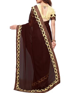 floral lace border saree with blouse - 15730309 - Standard Image - 2