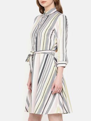 tie up waist striped a-line dress - 15730313 - Standard Image - 2