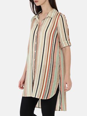 striped asymmetric shirt tunic - 15730319 - Standard Image - 2
