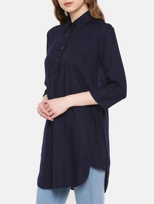 navy blue button detail tunic - 15730327 - Standard Image - 2