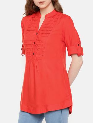 pintucked button detail tunic - 15730334 - Standard Image - 2