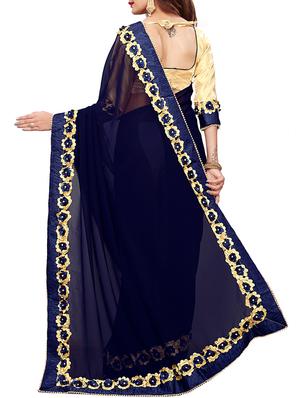 floral lace border saree with blouse - 15730344 - Standard Image - 2